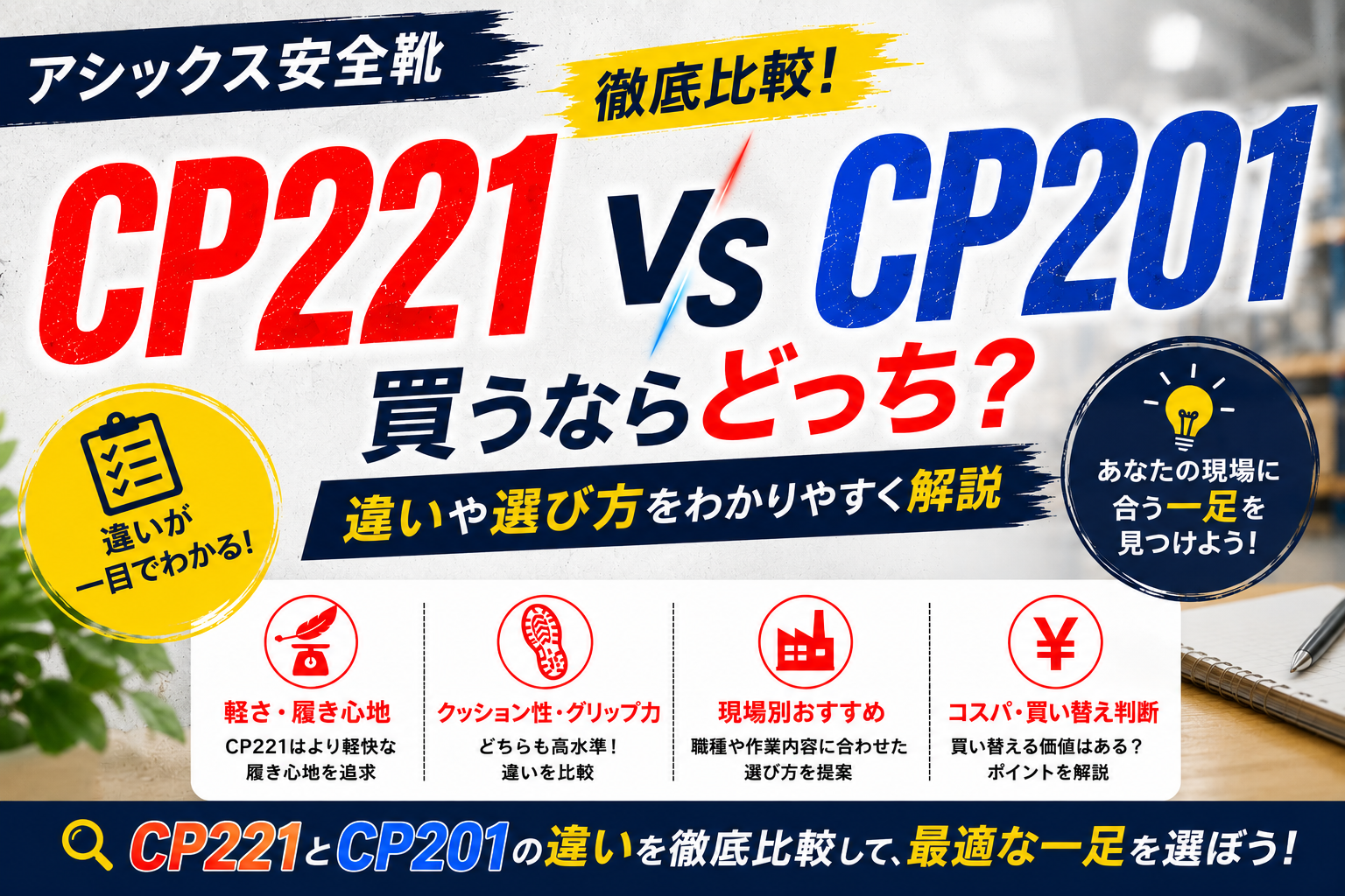 アシックスCP221とCP201を徹底比較!買うならどっち?違いや選び方を解説